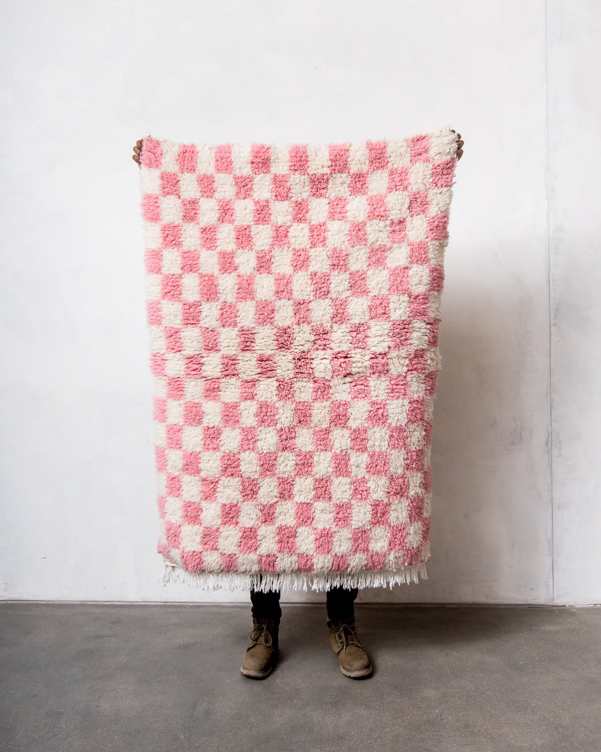 Modern, designer, handcrafted Berber rug from Morocco. Beniourain carpet with beautiful colours and patterns and fluffy wool texture.
